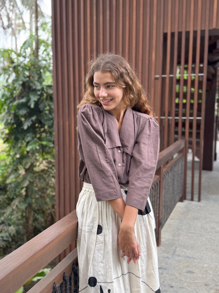 The Big Dot Skirt cotton by World of Crow in black color for women in Singapore
