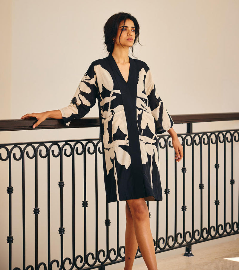 The Binary Dress cotton by Khara Kapas in black for women in Singapore