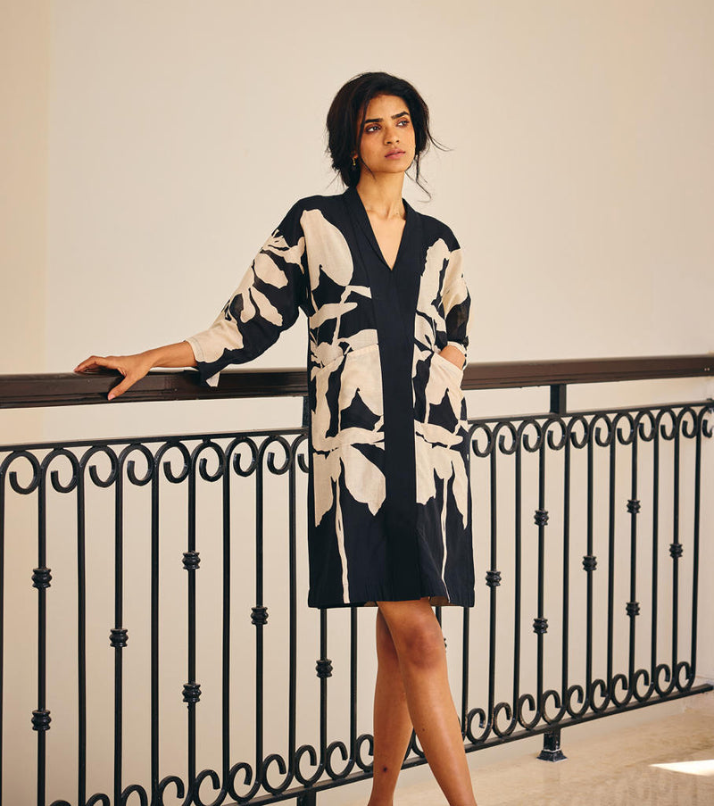 The Binary Dress cotton by Khara Kapas in black for women in Singapore