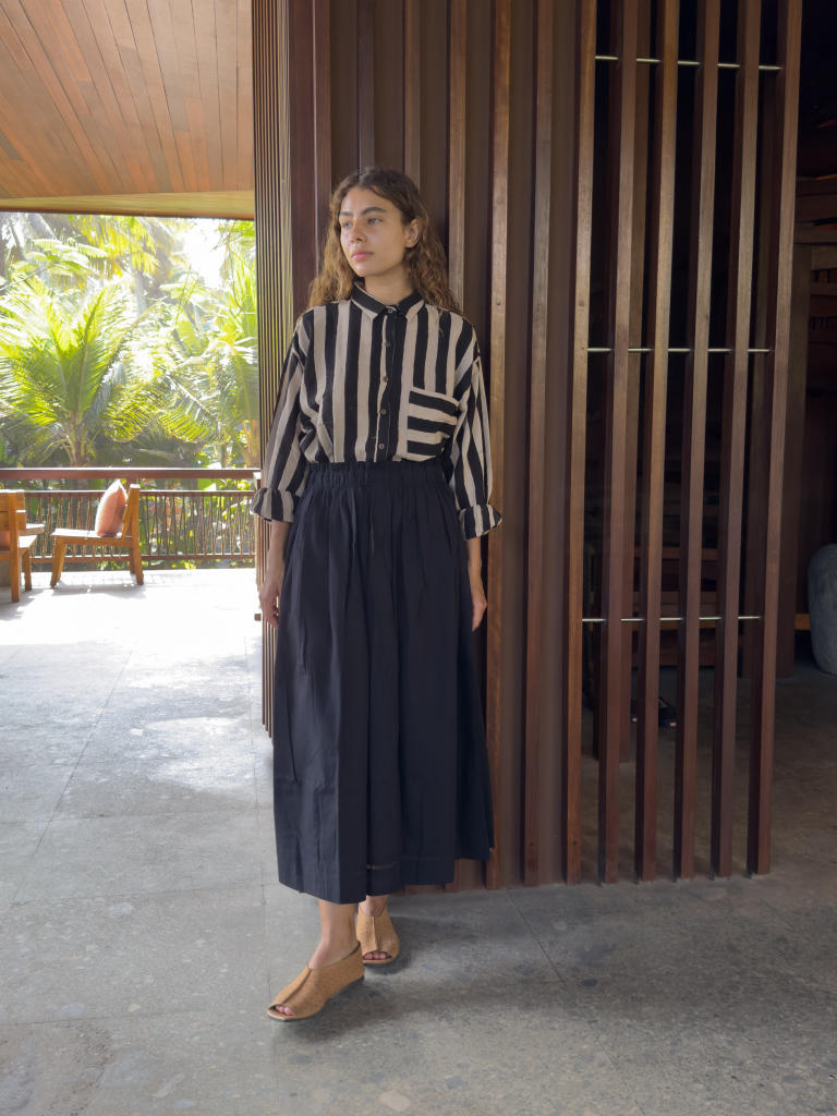 Classic Crow Skirt — Black cotton by World of Crow in black color for women in Singapore