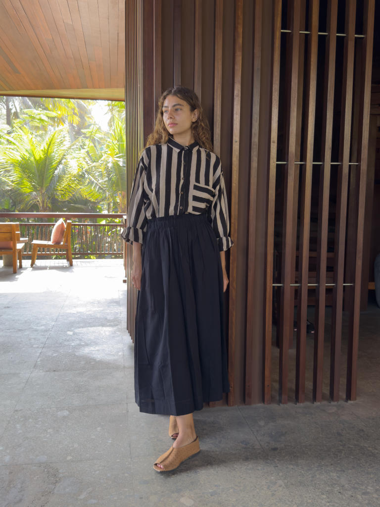 Classic Crow Skirt — Black cotton by World of Crow in black color for women in Singapore