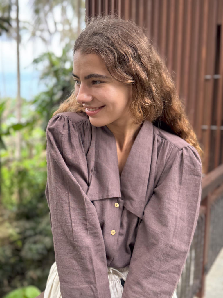 Mulholland Shirt — Brown cotton by World of Crow in brown color for women in Singapore