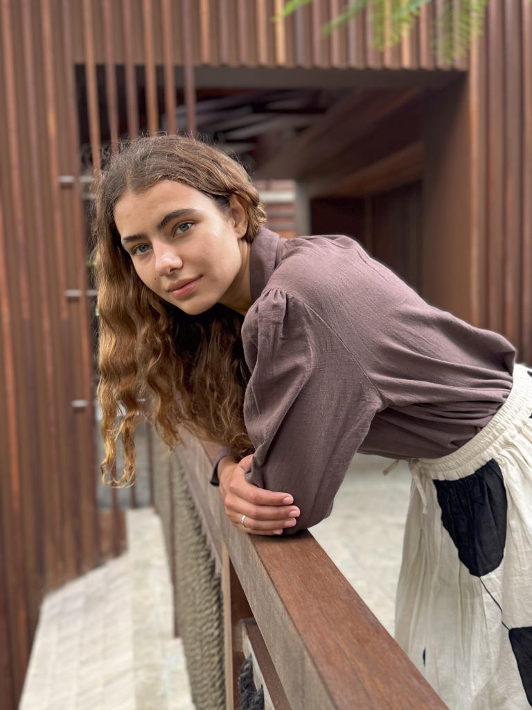 Mulholland Shirt — Brown cotton by World of Crow in brown color for women in Singapore