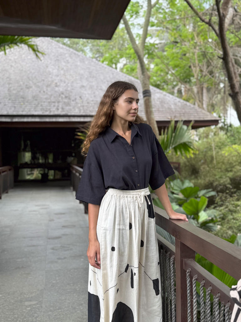 The Easy Black Shirt cotton by World of Crow in black color for women in Singapore