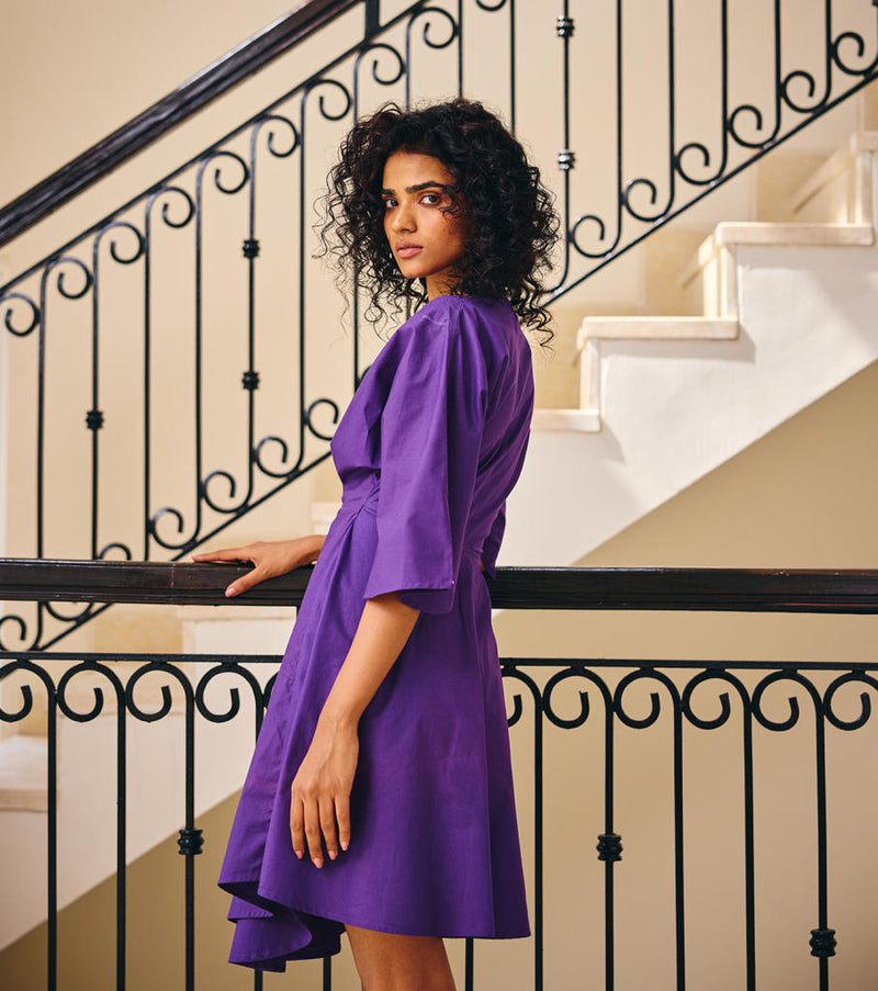 The Valiant Dress poplin by Khara Kapas in purple for women in Singapore