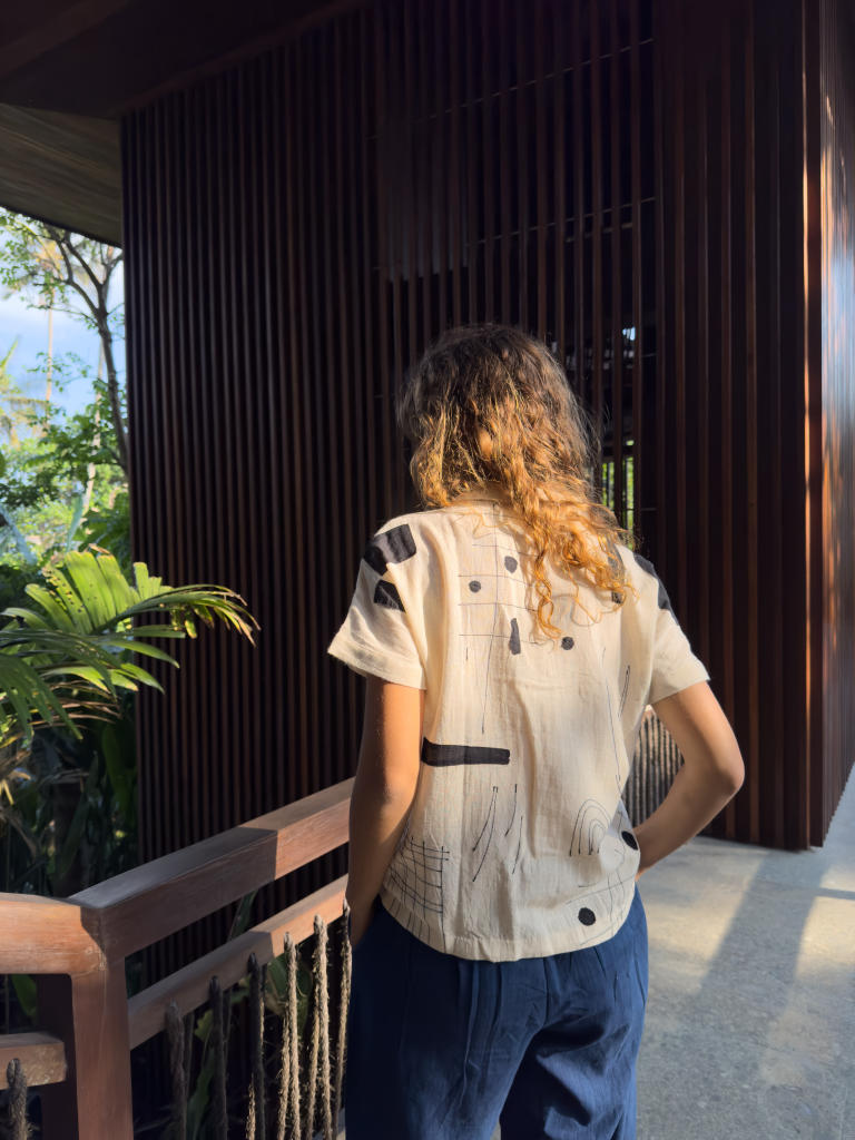 The Kallos Shirt cotton by World of Crow in black color for women in Singapore