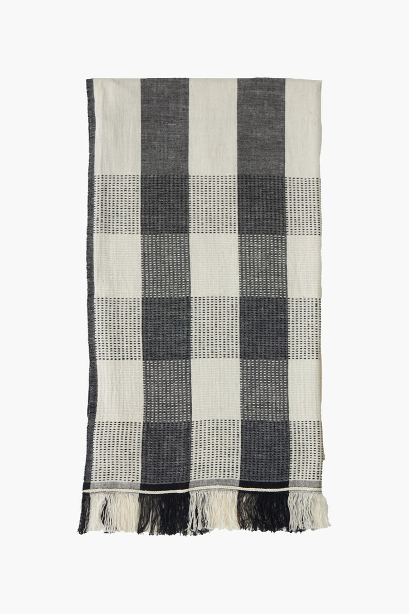 The Monochrome Check stole cotton by World of Crow in multi color for women in Singapore