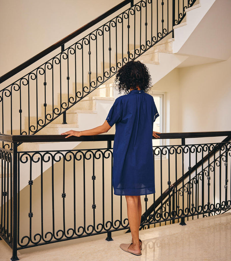 The Novelty Dress cotton by Khara Kapas in blue for women in Singapore