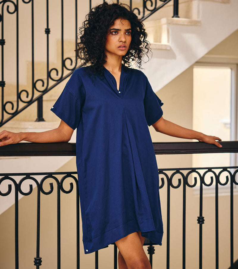 The Novelty Dress cotton by Khara Kapas in blue for women in Singapore