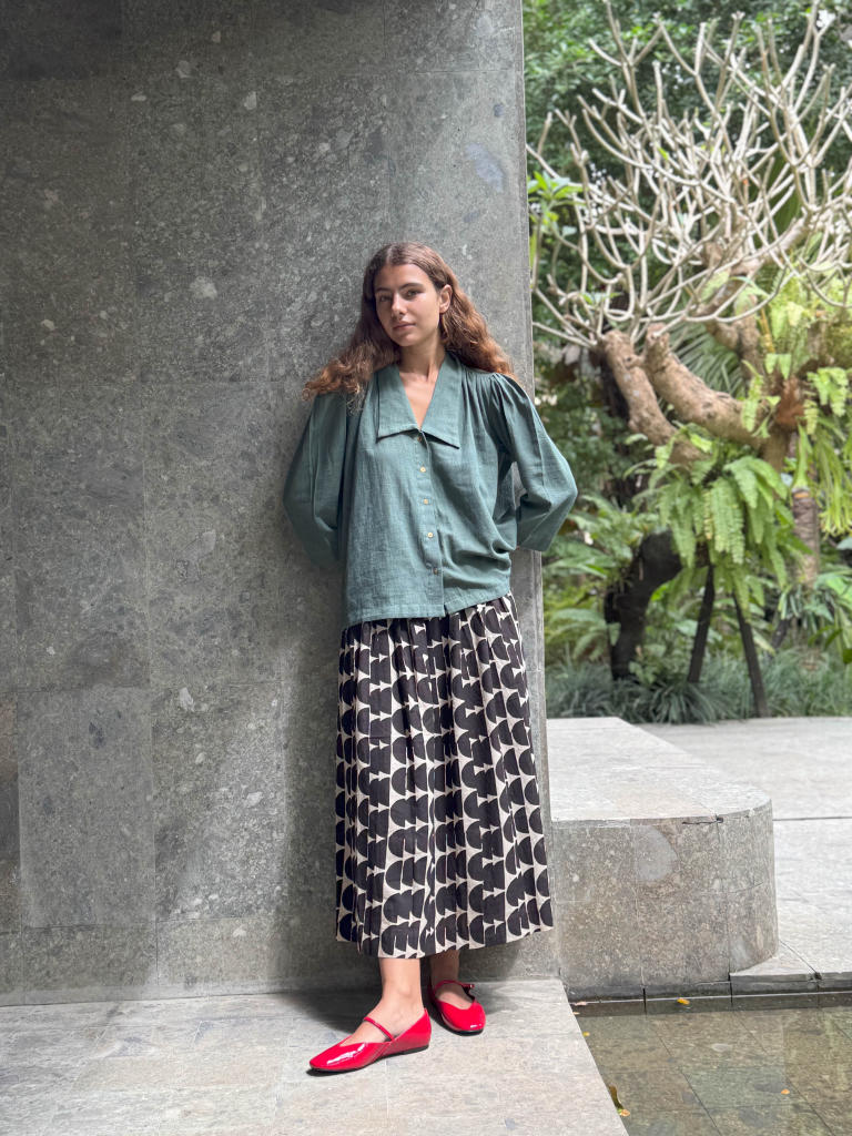 Mulholland Shirt — Vintage cotton by World of Crow in olive color for women in Singapore