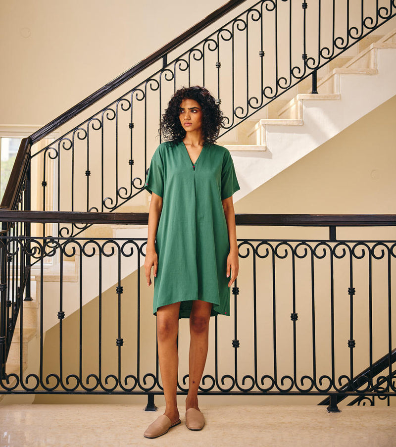 The Thrive Dress cotton by Khara Kapas in green for women in Singapore