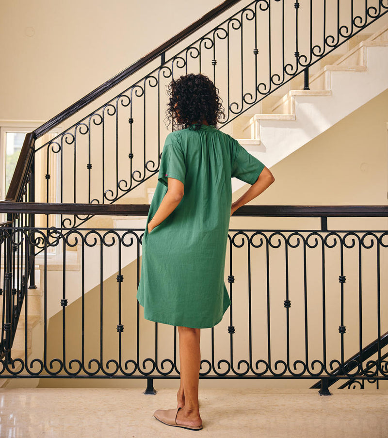 The Thrive Dress cotton by Khara Kapas in green for women in Singapore