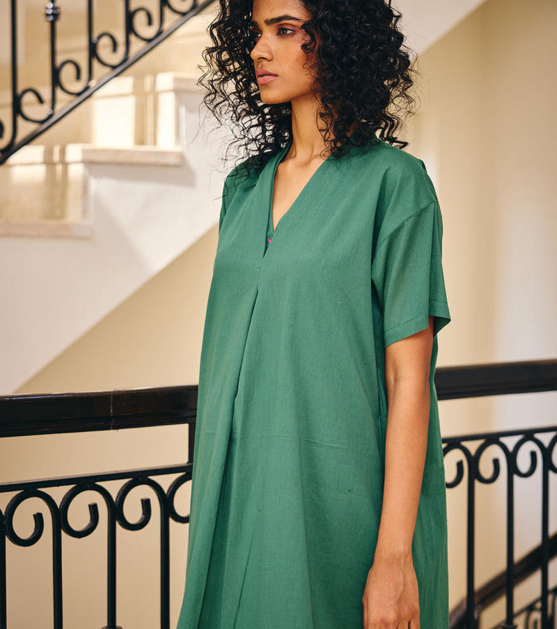 The Thrive Dress cotton by Khara Kapas in green for women in Singapore