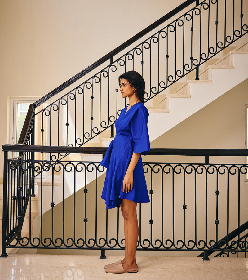 The Empathy Dress poplin by Khara Kapas in blue for women in Singapore