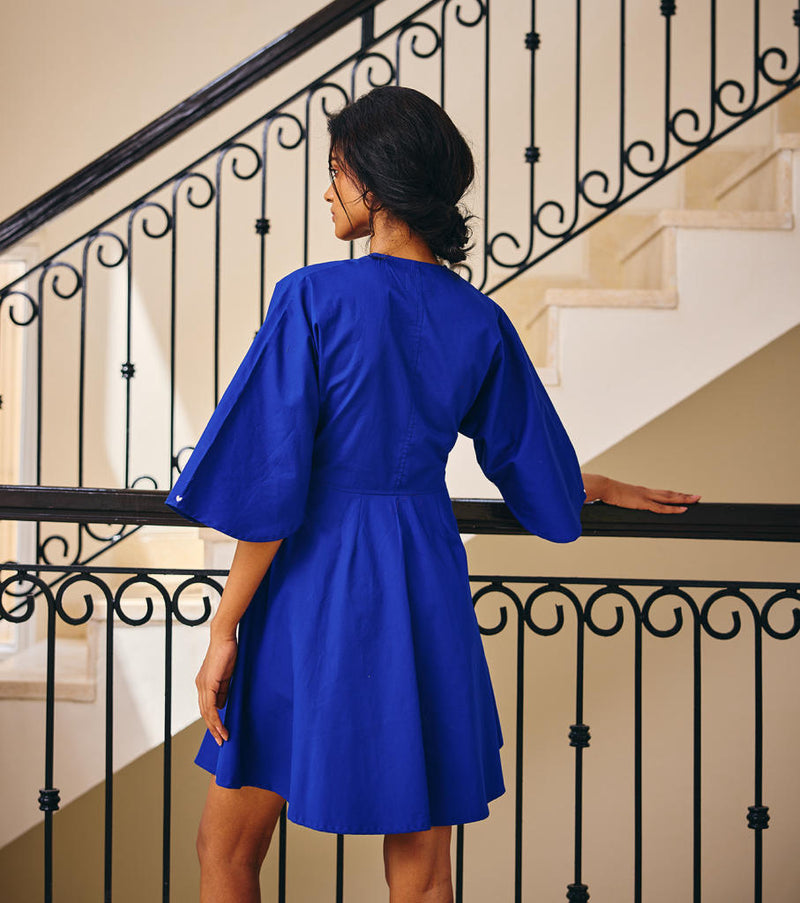 The Empathy Dress poplin by Khara Kapas in blue for women in Singapore