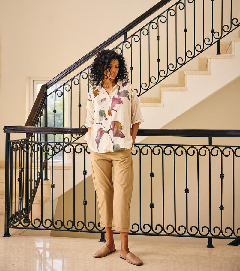 The Softer shell shirt cotton by Khara Kapas in white for women in Singapore