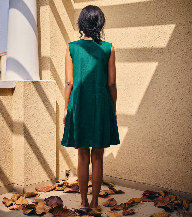 The Strength Midi linen by Khara Kapas in green for women in Singapore