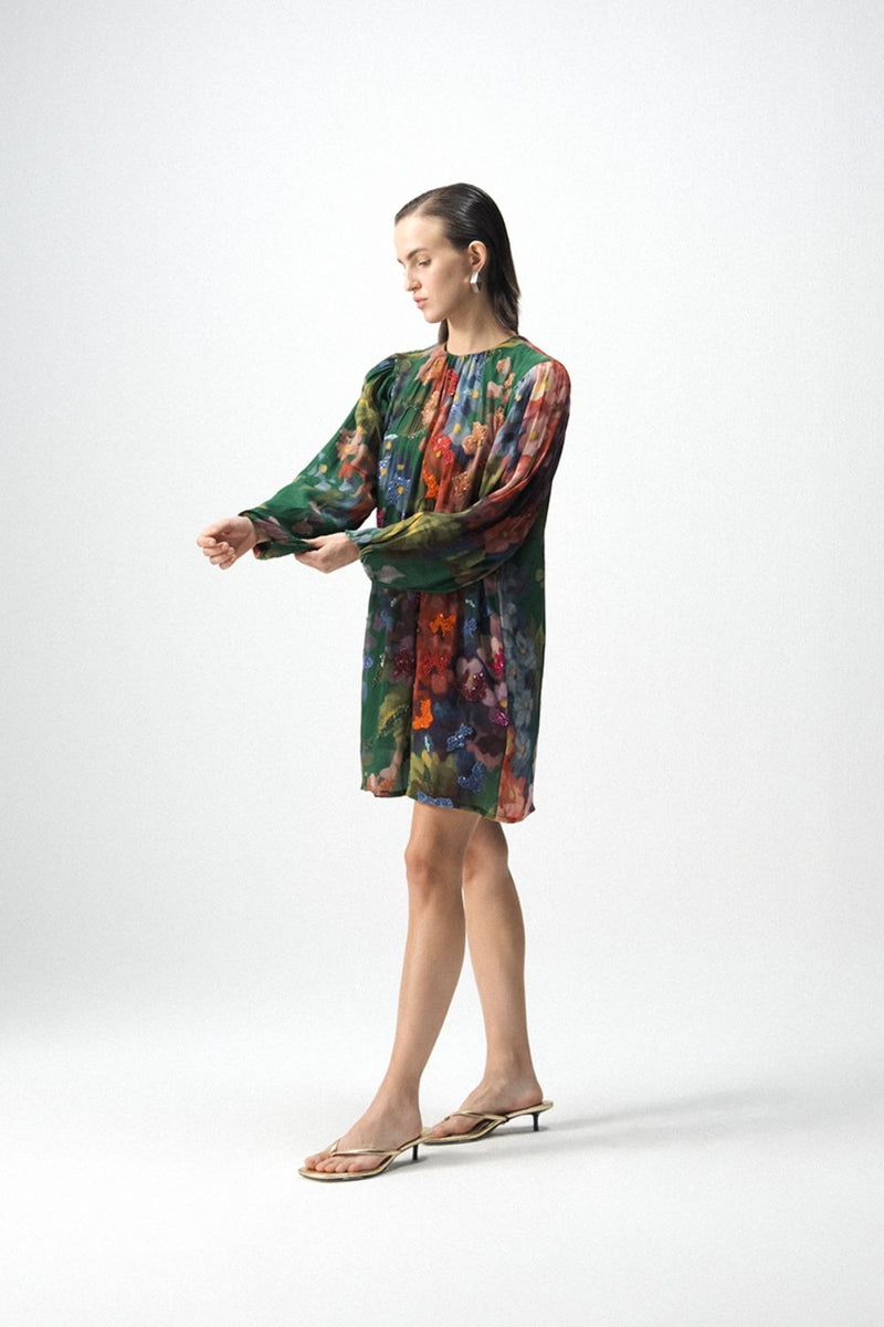 THEA EMBROIDERD SHORT DRESS mul by Yam in multi color for women in Singapore