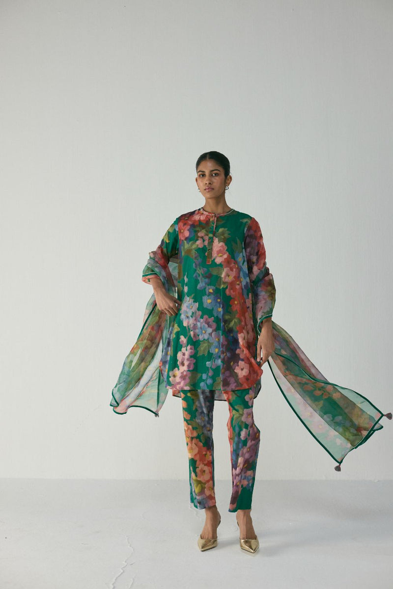 THEA SHORT KURTA SET cotton by Yam in multi color for women in Singapore