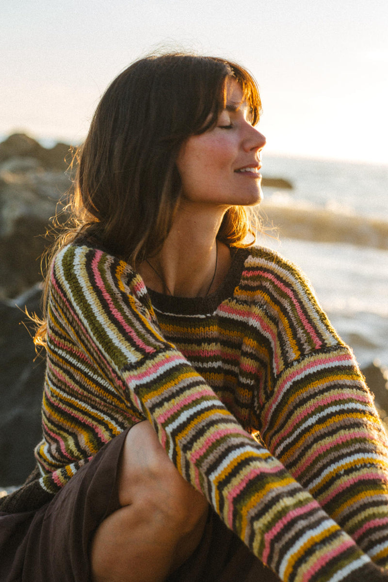 The candy striped sweater mul by World of Crow in multi color for women in Singapore