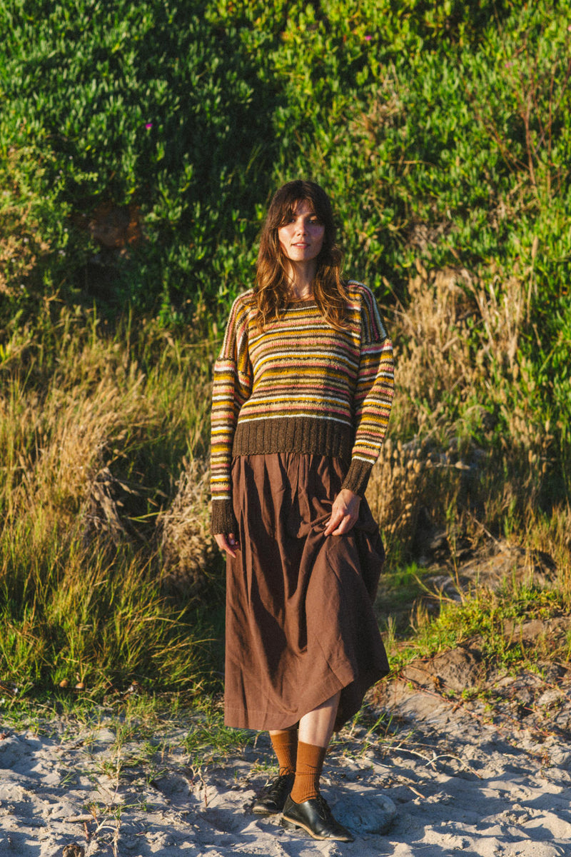 The candy striped sweater mul by World of Crow in multi color for women in Singapore