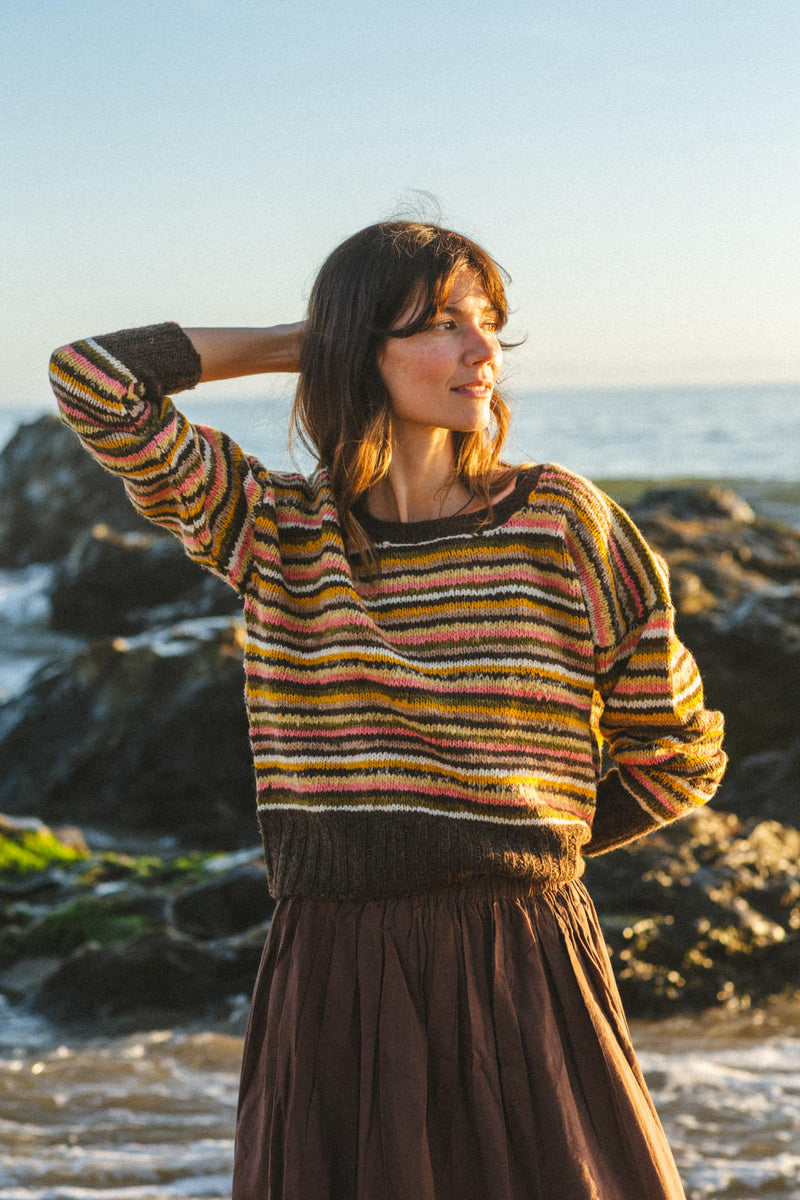 The candy striped sweater mul by World of Crow in multi color for women in Singapore