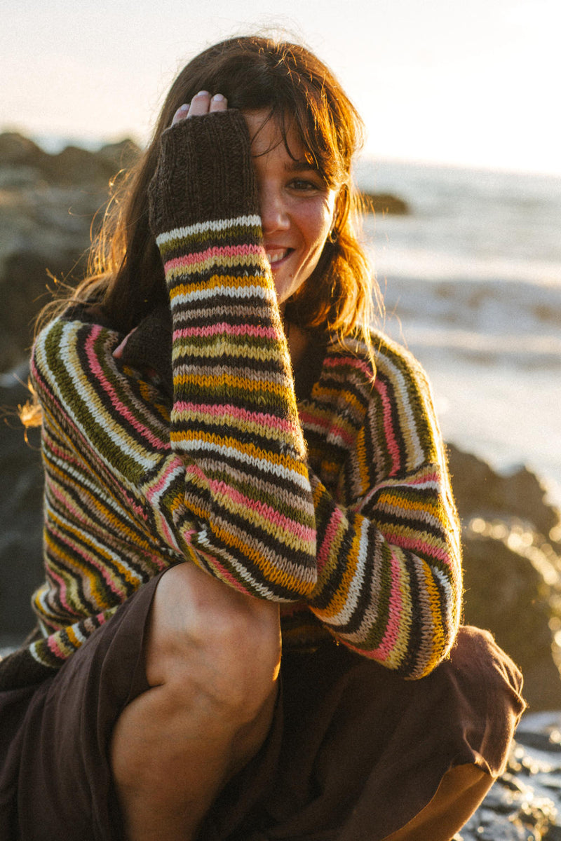 The candy striped sweater mul by World of Crow in multi color for women in Singapore