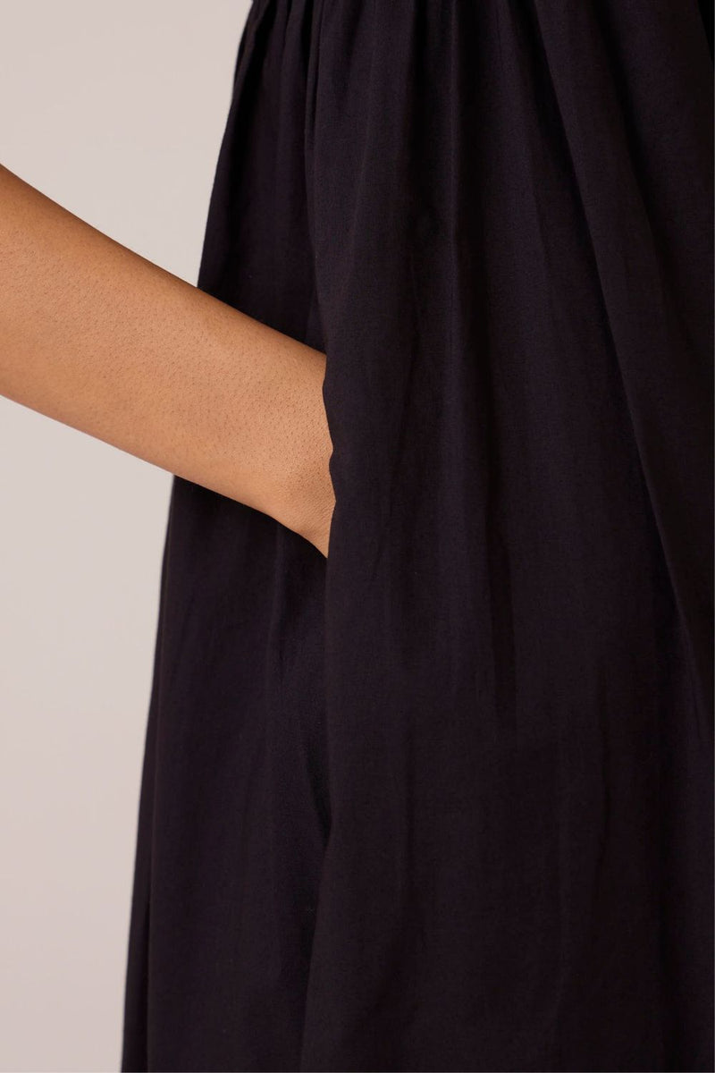Themis Black Embroidered Dress cotton by The Summer House in black color for women in Singapore