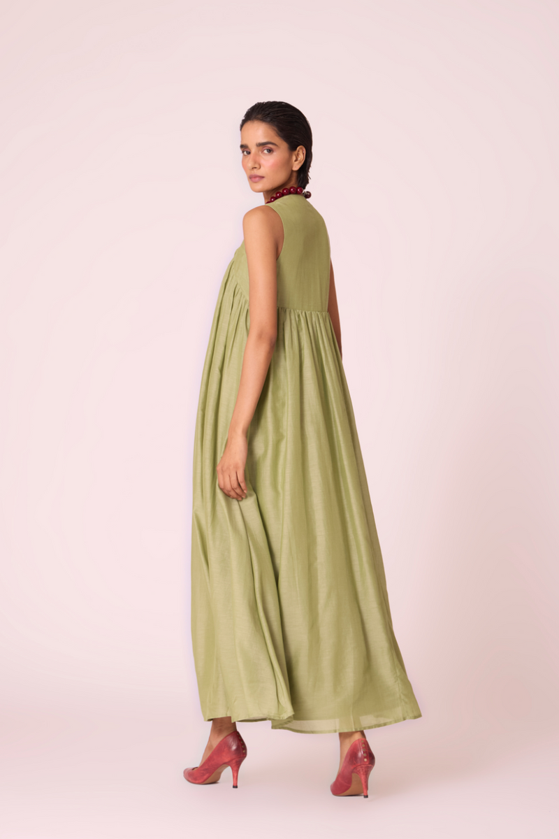 Themis Green Maxi Dress silk by The Summer House in green color for women in Singapore