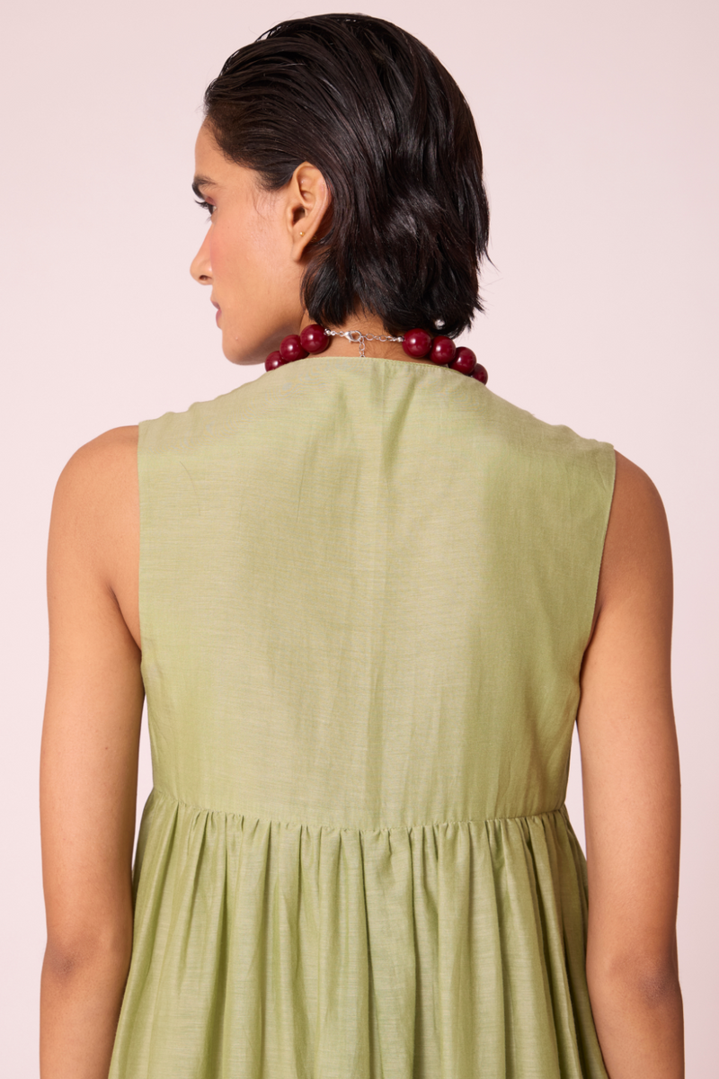 Themis Green Maxi Dress silk by The Summer House in green color for women in Singapore