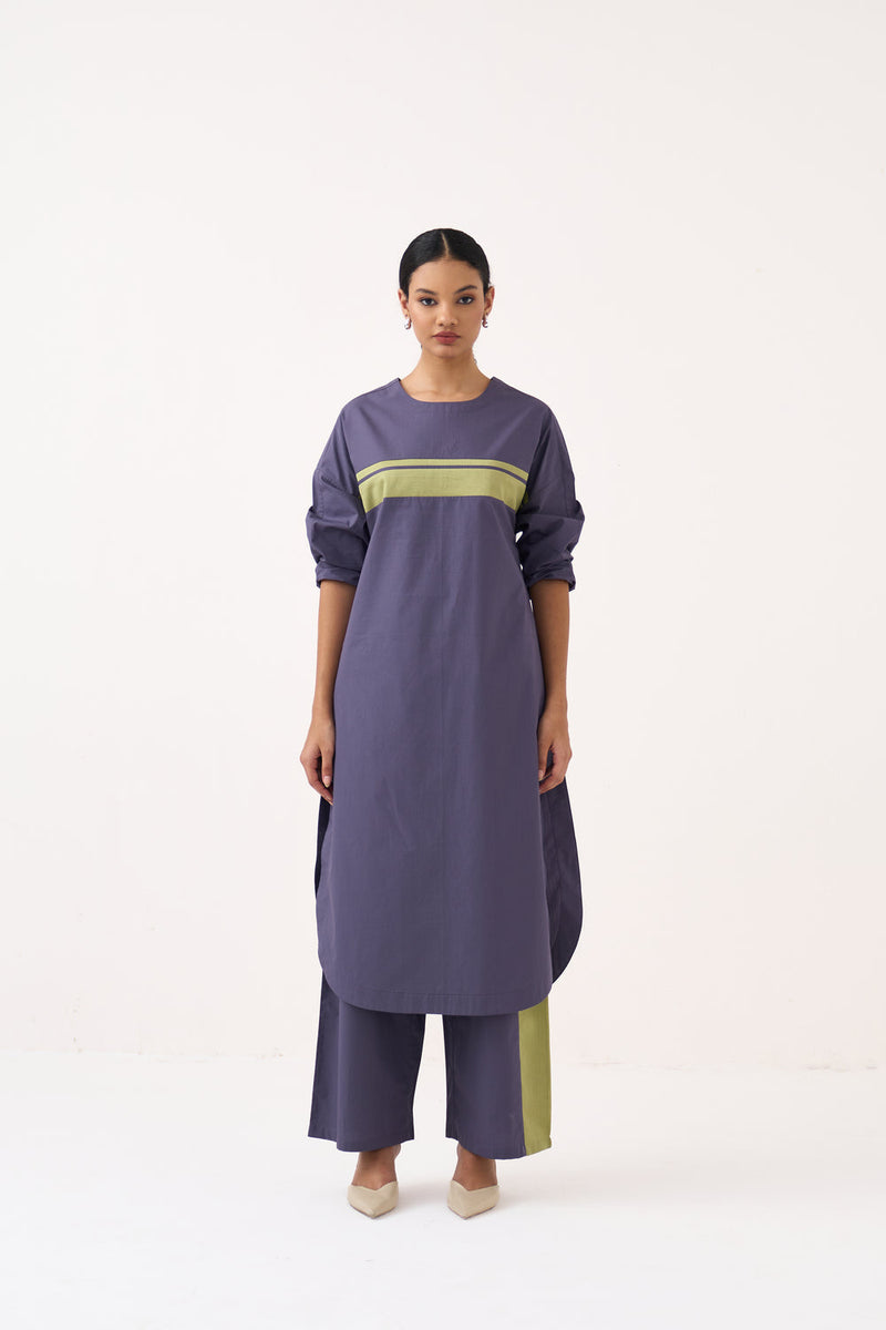 Long Jumper Co-Ord-Ash Violet poplin co-ord set by THREE in voilet for women in Singapore