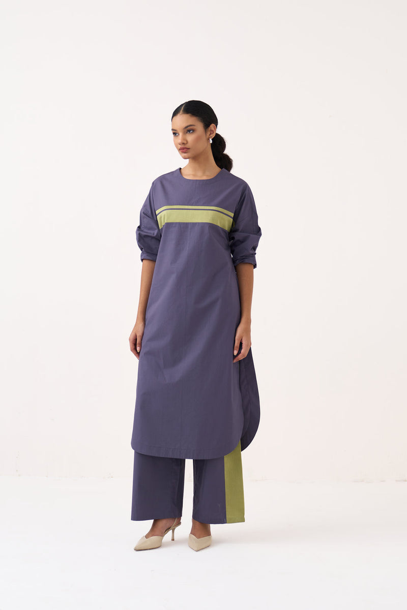 Long Jumper Co-Ord-Ash Violet poplin co-ord set by THREE in voilet for women in Singapore