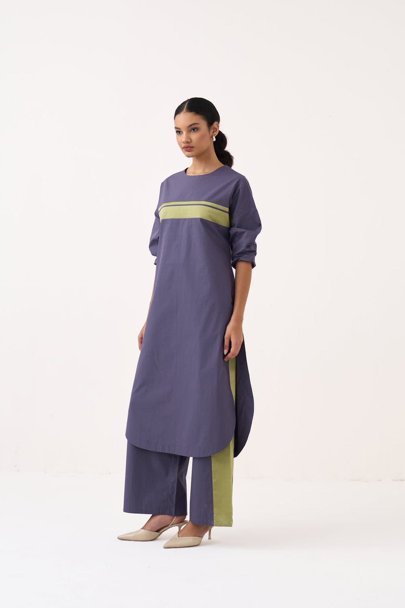 Long Jumper Co-Ord-Ash Violet poplin co-ord set by THREE in voilet for women in Singapore
