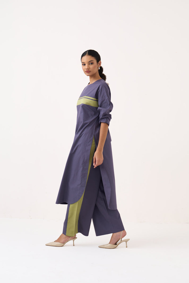 Long Jumper Co-Ord-Ash Violet poplin co-ord set by THREE in voilet for women in Singapore