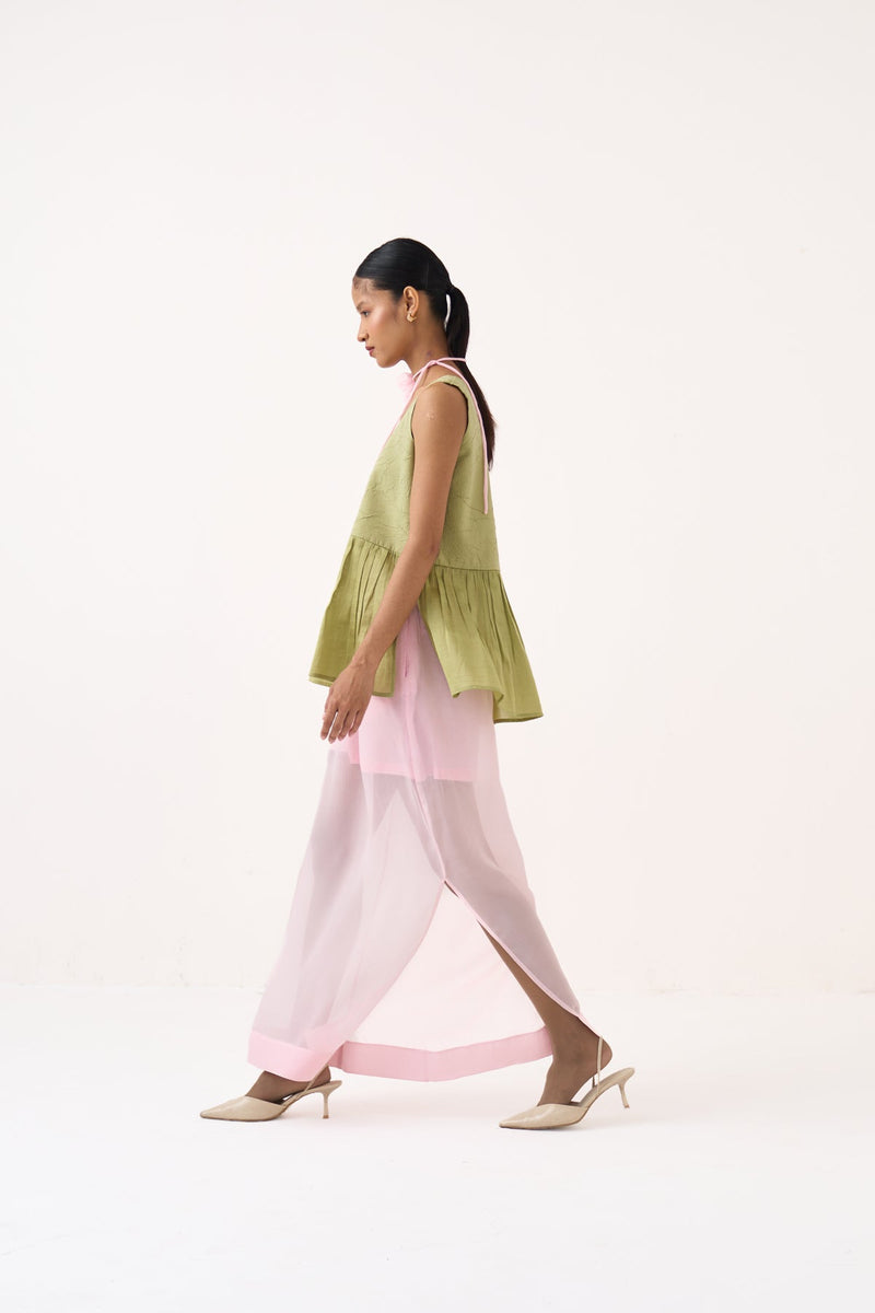 Sheer Skirt-Petal Pink organza skirt by THREE in pink for women in Singapore