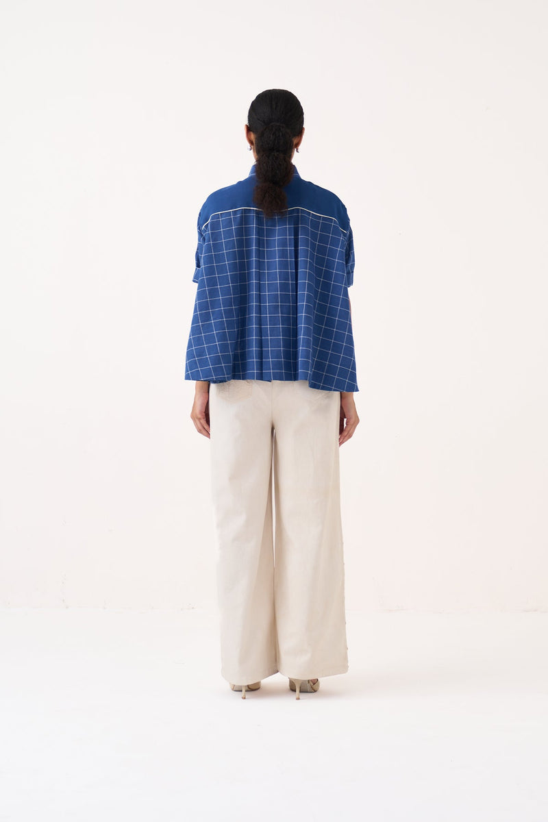 Wide Hem Shirt-Cobalt Blue  mul tunics/kaftan by THREE in cobalt blue for women in Singapore