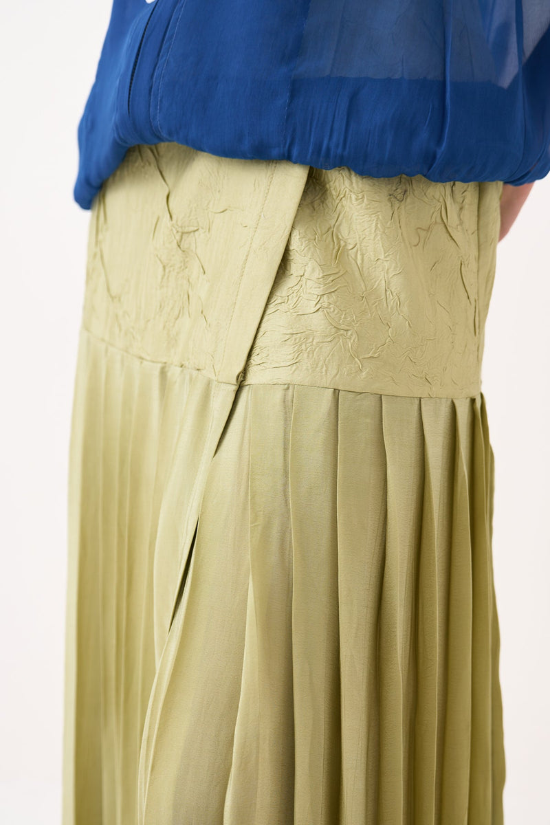 High Neck Floral Apllique Bomber Co-Ord (Included Slip)-Cobalt Blue & Soft Moss organza co-ord set by THREE in cobalt blue for women in Singapore