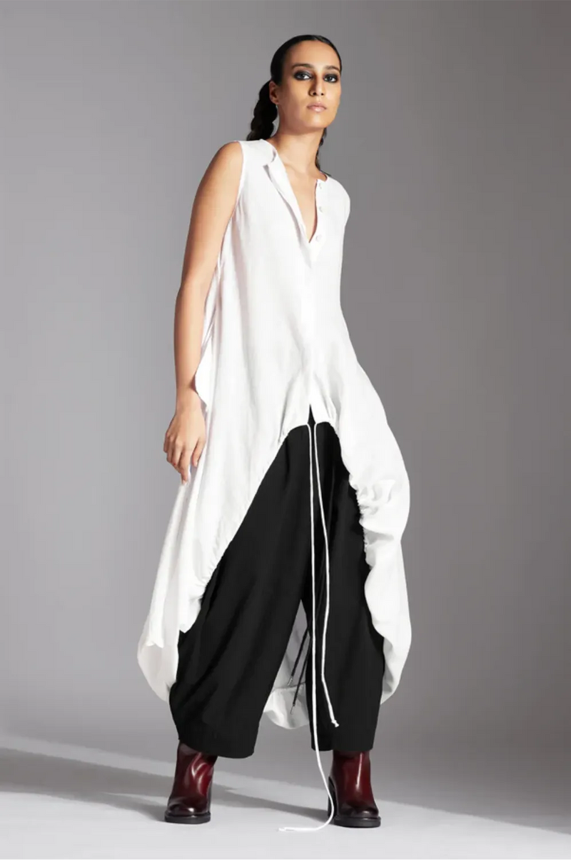 Tia Shirt-White linen by Chola in white color for women in Singapore