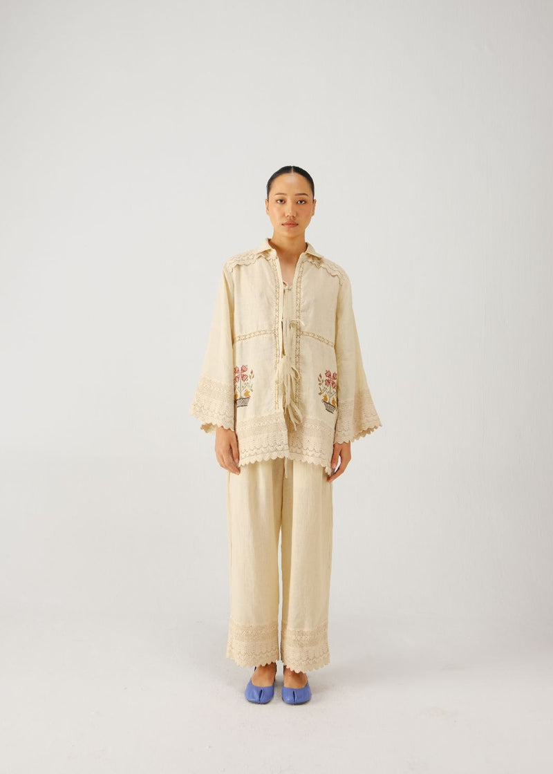 Tie up set-Ivory vase emb. linen by CORD for women in Singapore