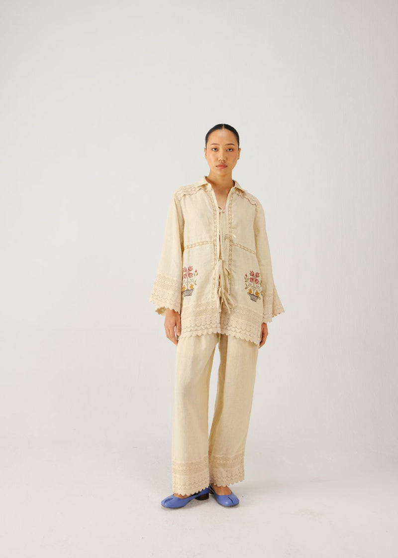 Tie up set-Ivory vase emb. linen by CORD for women in Singapore