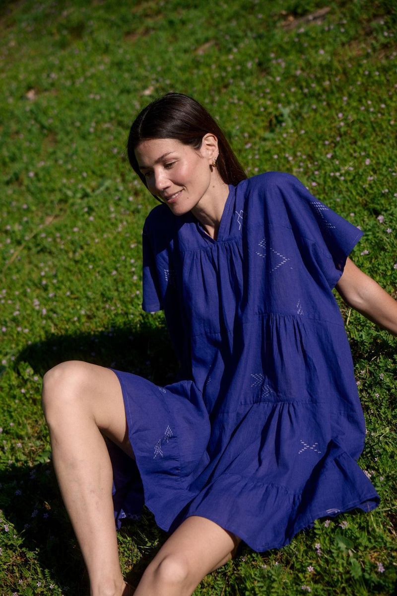 Tiered Form Dress – Iris Violet Heritage Weave