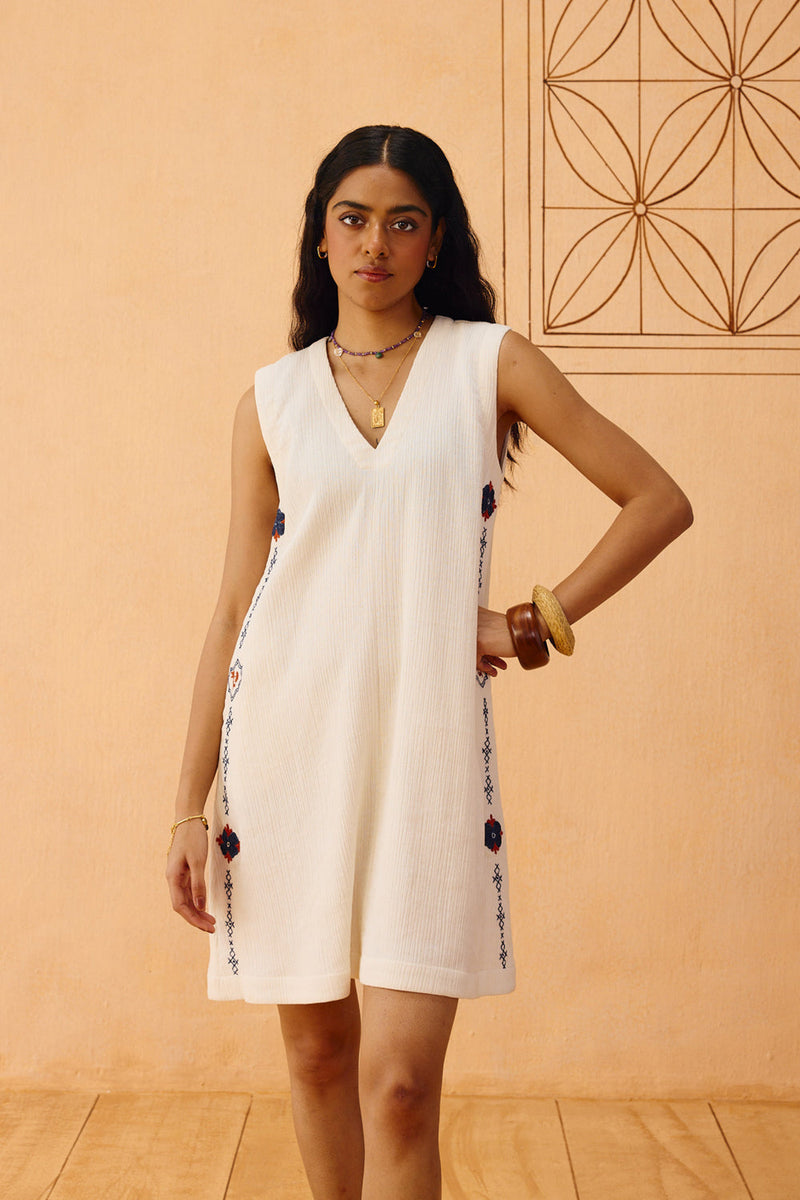 Tikau Summer Organic Cotton Dress gauze dress by SUI in off-white for women in Singapore