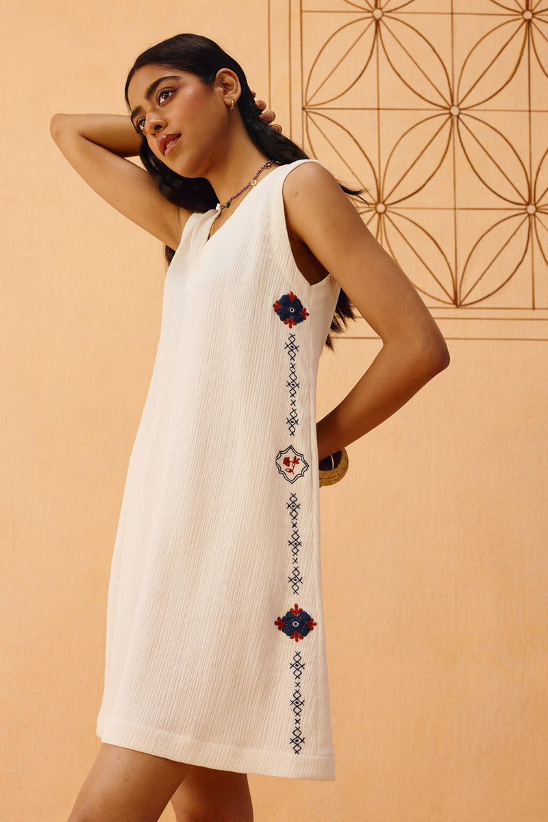 Tikau Summer Organic Cotton Dress gauze dress by SUI in off-white for women in Singapore