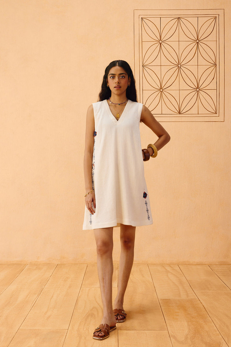 Tikau Summer Organic Cotton Dress gauze dress by SUI in off-white for women in Singapore