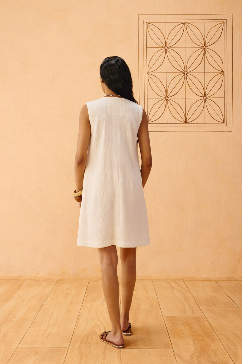 Tikau Summer Organic Cotton Dress gauze dress by SUI in off-white for women in Singapore