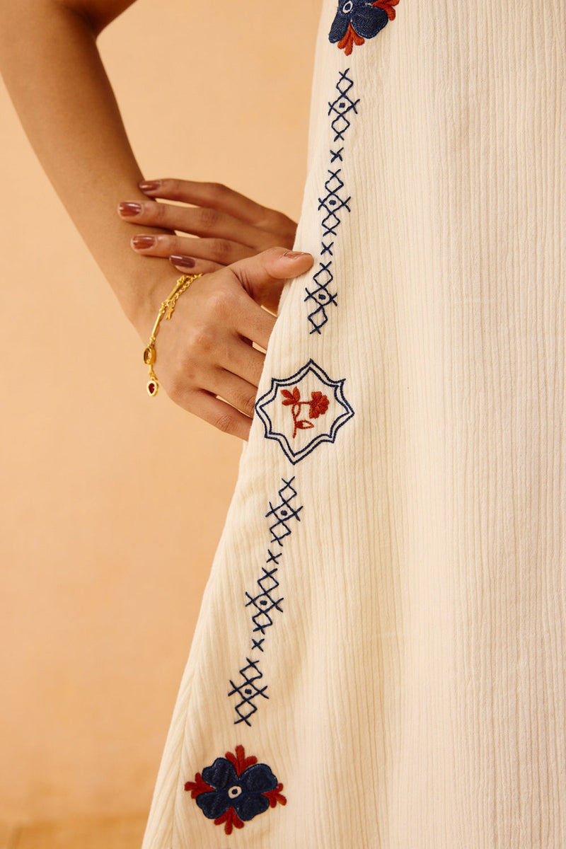 Tikau Summer Organic Cotton Dress gauze dress by SUI in off-white for women in Singapore