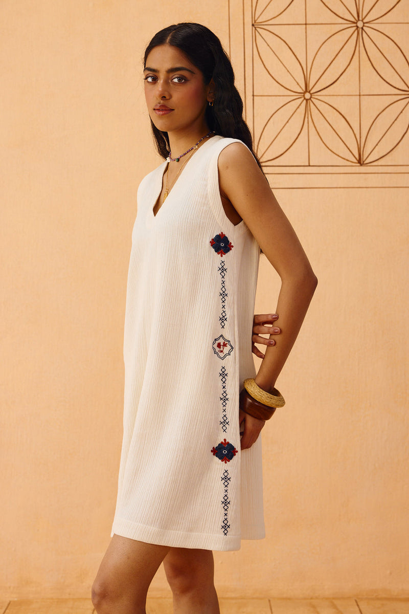 Tikau Summer Organic Cotton Dress gauze dress by SUI in off-white for women in Singapore
