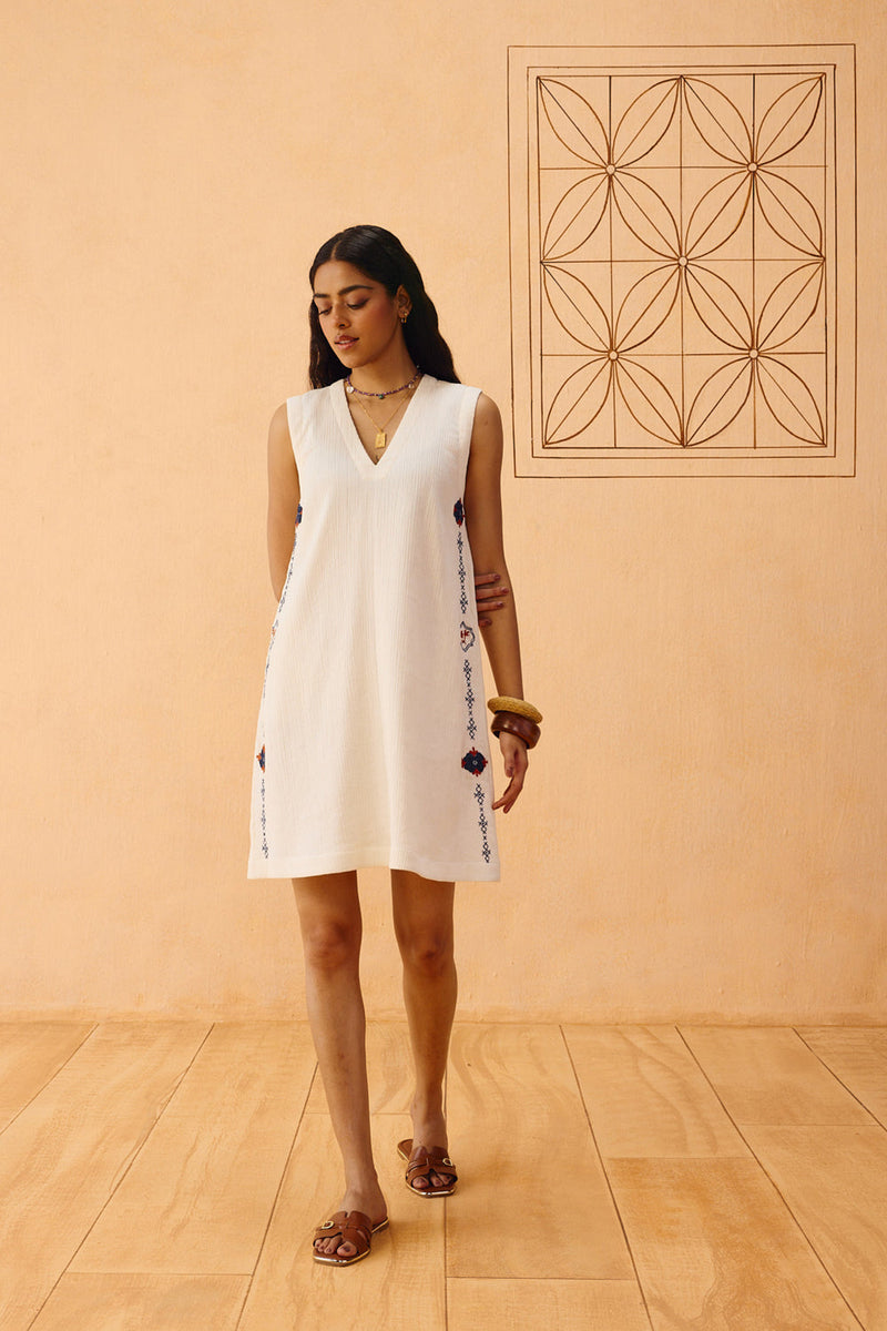 Tikau Summer Organic Cotton Dress gauze dress by SUI in off-white for women in Singapore