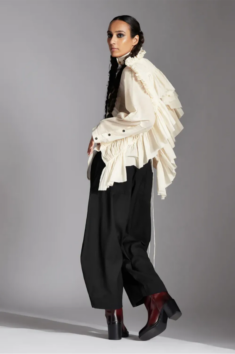 Tiran Shirt-White cotton by Chola in white color for women in Singapore
