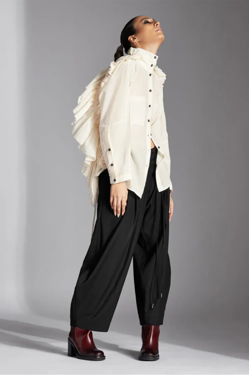 Tiran Shirt-White cotton by Chola in white color for women in Singapore